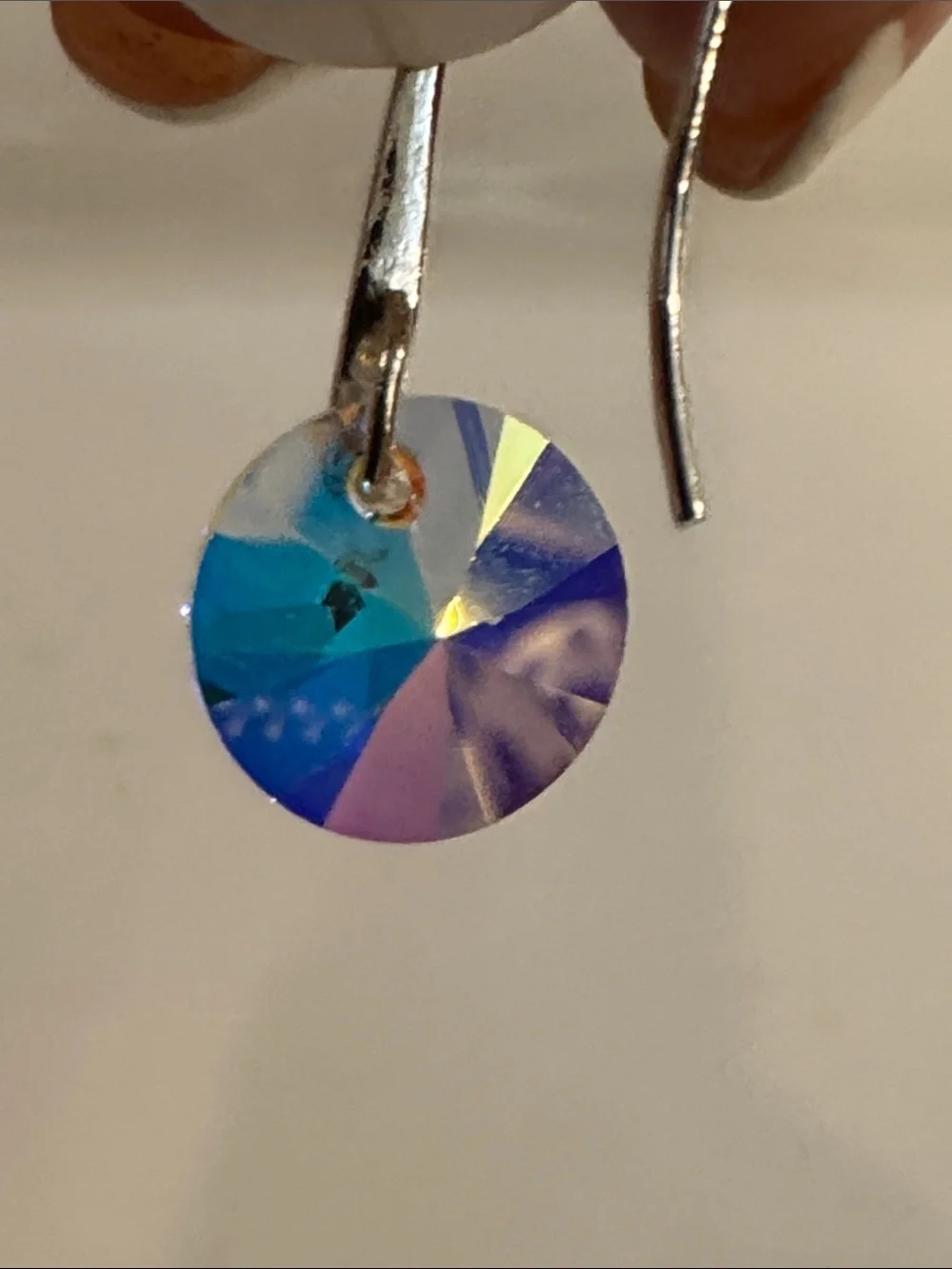 NWOT Swarovski Iridescent Crystal Drop Earrings with Silver Hooks